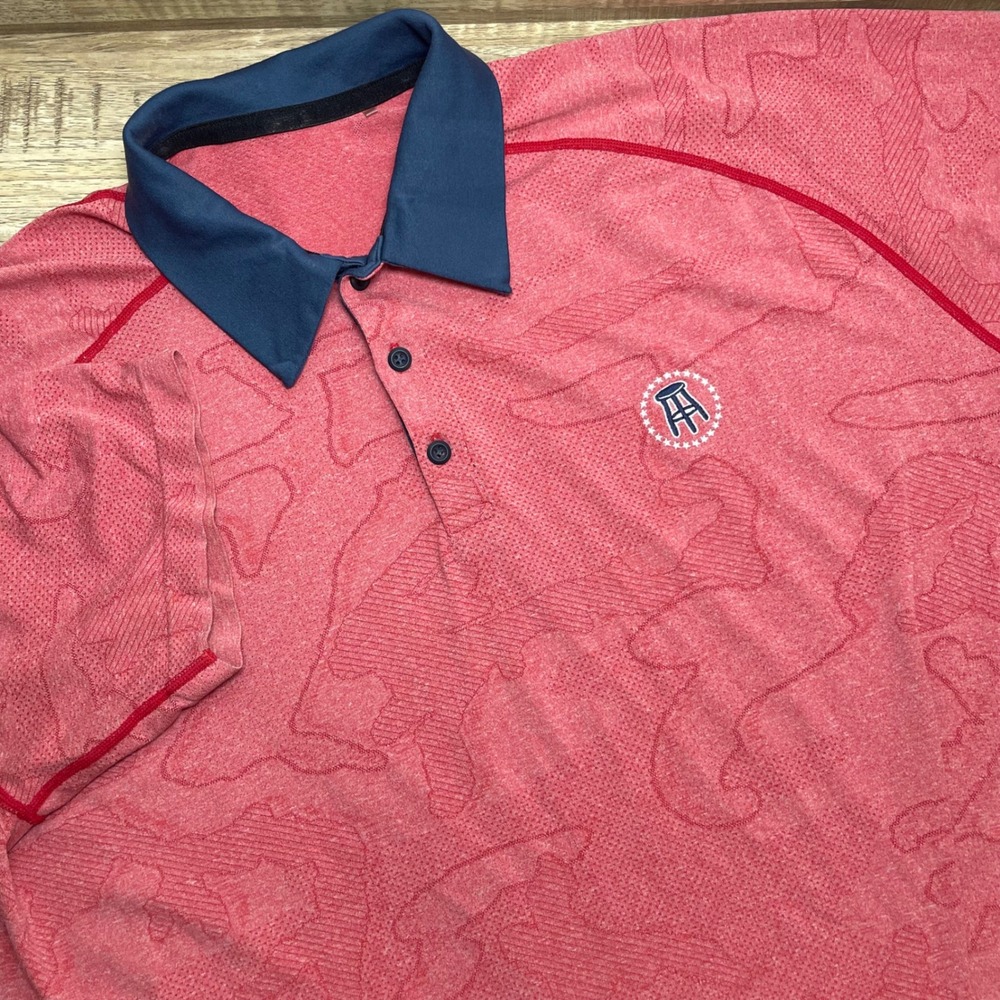 UNRL Barstool Sports Performance Golf Polo Shirt Men's Large Red Camo Contrast